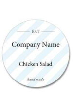 Custom Round Label - EAT Hand Made Blue (Roll of 25)
