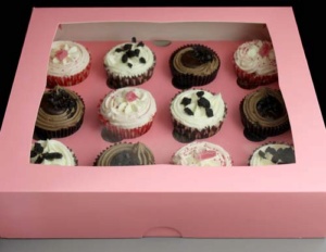 Pink 12 Hole Cupcake Boxes with Window