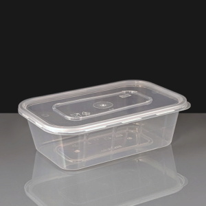 650cc Clear Rectangular Plastic Container and Lid