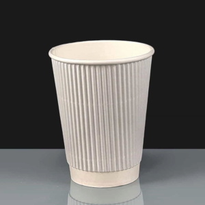 12oz White Ripple Paper Coffee Cup