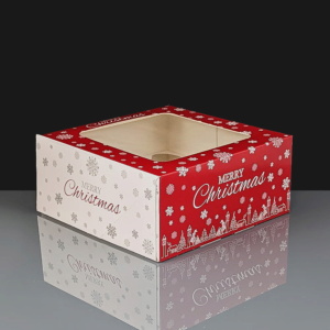 Premium Windowed Christmas SNOWFLAKE Single 4 Cupcake Boxes 7x7x3