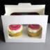 White Windowed Cupcake Boxes with 2 Hole Insert