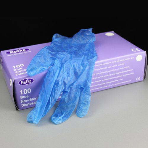Blue Powdered Disposable Vinyl Gloves