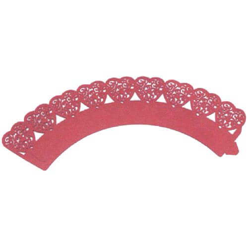 Decorative Cupcake Wrappers Heart Red (12)