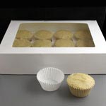 WHITE Windowed Cupcake Boxes with 12 Cavity Insert