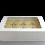 WHITE Windowed Cupcake Boxes with 12 Cavity Insert