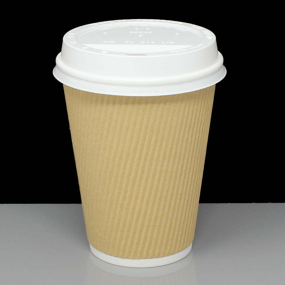 1000 x Ripple Brown Kraft Insulated 12oz Cup Disposable Coffee Tea Cups