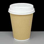12oz Kraft Insulated Hot Drink Paper Ripple Coffee Cup