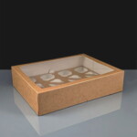 Kraft Windowed Twelve Cavity Cupcake Boxes