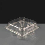 4 Cavity Plastic Hinged Cupcake Box or Pod