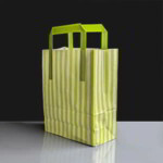 Lime Candy Striped Handled SOS Bags 180 x 80 x 230mm