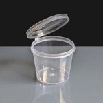 Clearly 1oz (28.5ml) Hinged Lid Deli Pot: Box of 1000