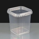 SQUARE Clear 520ml Tamperproof Container and Lid (650)