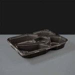 5 Compartment Black Plastic Container