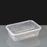 750cc Clear Rectangular Plastic Container and Lid