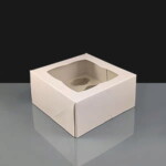 White 6 Hole Mini Cupcake Boxes Film Window