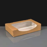 Kraft Rectangular Cake Box With Window - 200 x 120 x 40mm 
