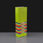 50 x 83 x 240mm Glossy Green Windowed Paper Bag with Stripes | Sale