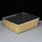 Small Coalesce Kraft Container & Clear Plastic Lid 500ml
