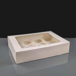 White Cupcake Boxes With 12 Holes & Windows
