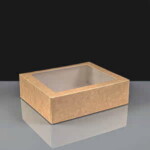 Small Kraft Traybake Cake Boxes with Window (Box of 100)