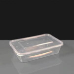 Economy 500cc Clear Rectangular Plastic Container and Lid