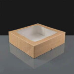 Square Kraft Cake Box With Window 254 x 254 x 76mm 