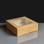 Kraft Cake Box With Window - 152 x 152 x 51mm 