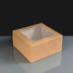 Kraft Cake Box With Window - 154 x 154 x 75mm 