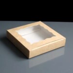 115 x 115 x 24mm Windowed Kraft Cookie or Tart Box
