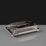 Medium Long Black Sushi Tray and Clear Lid