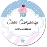 Custom Round Gloss Label - Cupcake Design 1 (Roll of 25)
