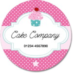 Custom Round Gloss Label - Cupcake Design 2 (Roll of 25)
