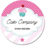 Custom Round Gloss Label - Cupcake Design 3 (Roll of 25)