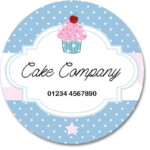 Custom Round Gloss Label - Cupcake Design 4 (Roll of 25)