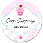 Custom Round Gloss Label - Cupcake Design 5 (Roll of 25)
