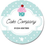 Custom Round Gloss Label - Cupcake Design 6 (Roll of 25)
