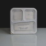 Clear 3 Compartment Square Plastic Container and Lid