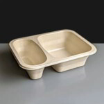 Compostable Two Compartment Meal Tray 610ml - Box of 500