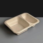 Compostable Two Compartment Meal Tray 840ml - Box of 500