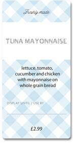 Custom Sandwich Wedge Label - Blue Gingham (Roll of 25)