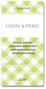 Custom Sandwich Wedge Label - Green Gingham (Roll of 25)