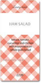 Custom Sandwich Wedge Label - Red Gingham (Roll of 25)