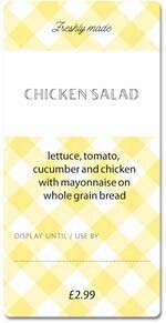 Custom Sandwich Wedge Label - Yellow Gingham (Roll of 25)