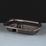 Deluxe 2 Comp Black Microwavable Container