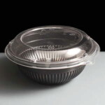 QA31 Small Black Donburi Bowls and Clear Lids