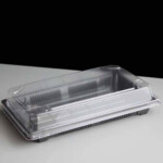 QA03 - Large Black Sushi Tray and Clear Lid