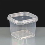 SQUARE 360ml Clear Tamperproof Container and Lid