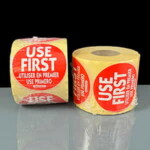 Removable Round Use First Labels - Roll of 500