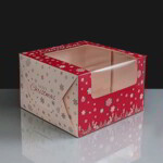 Premium Windowed Christmas SNOWFLAKE Cake Boxes 8x8x5